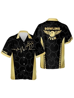 TEEMAN Custom Vintage Bowling Shirts for Men and Women, Funny Hawaiian Bowling Shirts Button-Down Short Sleeve Shirts