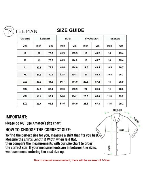 TEEMAN Custom Vintage Bowling Shirts for Men and Women, Funny Hawaiian Bowling Shirts Button-Down Short Sleeve Shirts