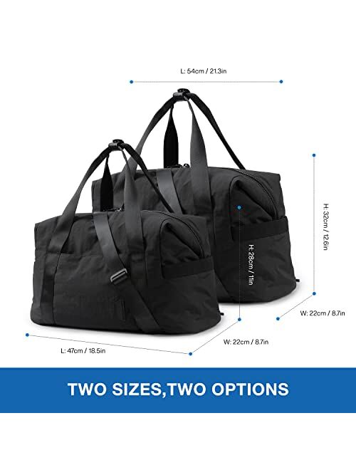 Weekender Bags for Women, BAGSMART Duffle Bag for Travel Duffel Bags, Carry on Overnight Bag,Gym Bag with Trolley Sleeve,USB Charging Port, Black-Medium
