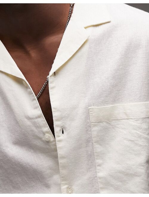 Topman short sleeve textured relaxed revere shirt