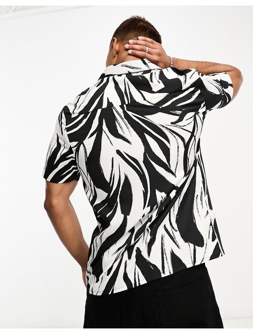 Another Influence short sleeve printed shirt in black
