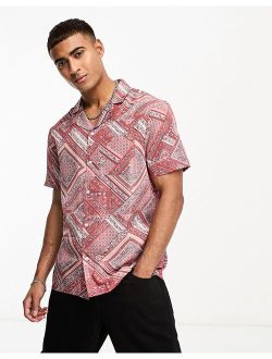Another Influence short sleeve printed shirt in red