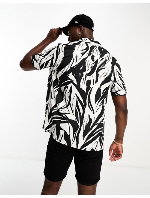Another Influence Tall short sleeve printed shirt in black