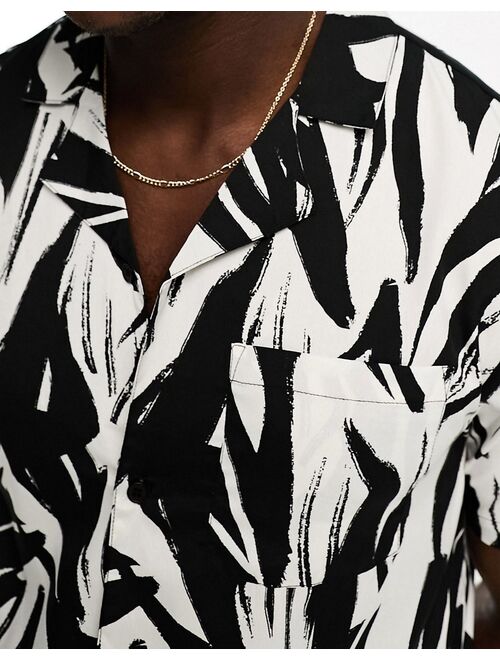 Another Influence Tall short sleeve printed shirt in black