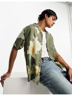 AllSaints Alamein floral shirt in khaki