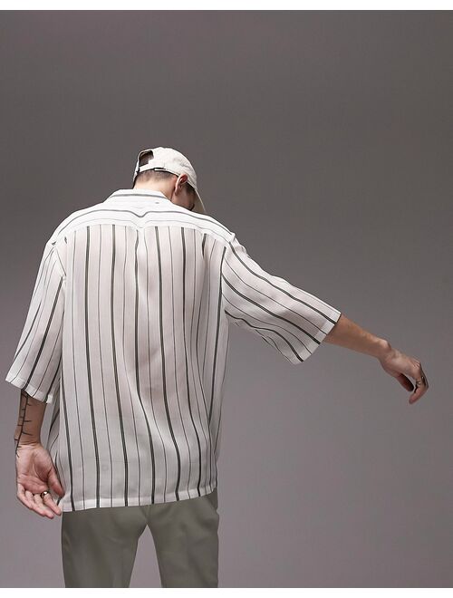 Topman sheer stripe shirt in white