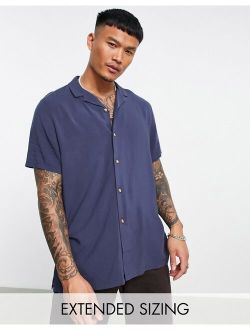 relaxed viscose shirt in navy