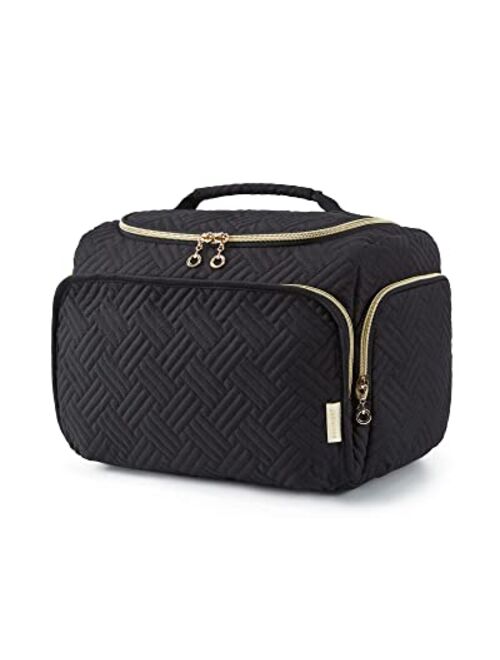 BAGSMART Travel Toiletry Bag for Women, Cosmetic Makeup Bag Organizer with Handle, Travel Bag for Toiletries, Travel Accessories, Full Sized Container, Pink-M