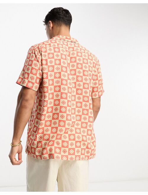 New Look geo tile print revere collar shirt in orange
