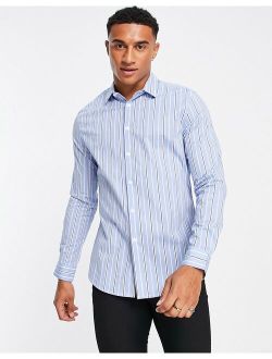 slim fit stripe shirt in blue
