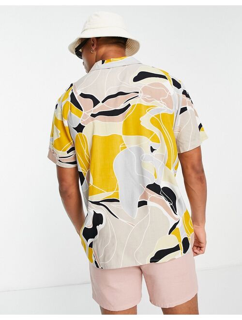 New Look short sleeve camp collar shirt with abstract print in multi