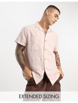 relaxed linen shirt with double pockets in pink