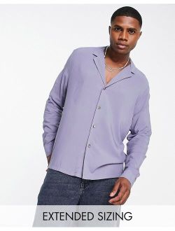 relaxed viscose shirt in slate gray with deep camp collar