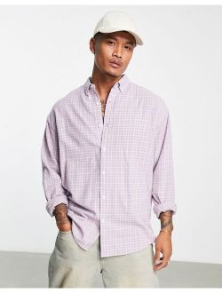 90s oversized shirt in lilac vintage style dad plaid