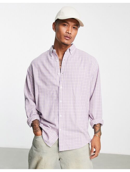 ASOS DESIGN 90s oversized shirt in lilac vintage style dad plaid