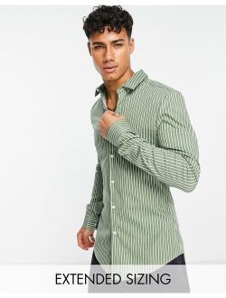 skinny stripe shirt in dark green