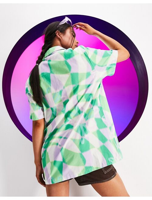 ASOS DESIGN Circular Design Unisex relaxed revere shirt in geo floral print
