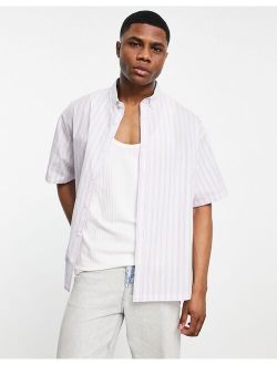 boxy oversized shirt in lilac stripe