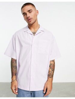 boxy oversized revere shirt in lilac