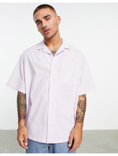 ASOS DESIGN boxy oversized revere shirt in lilac
