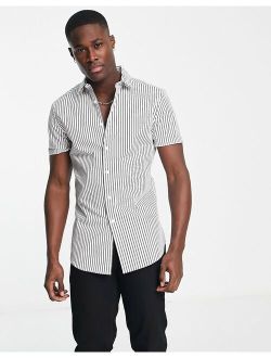 skinny stripe shirt in white/black