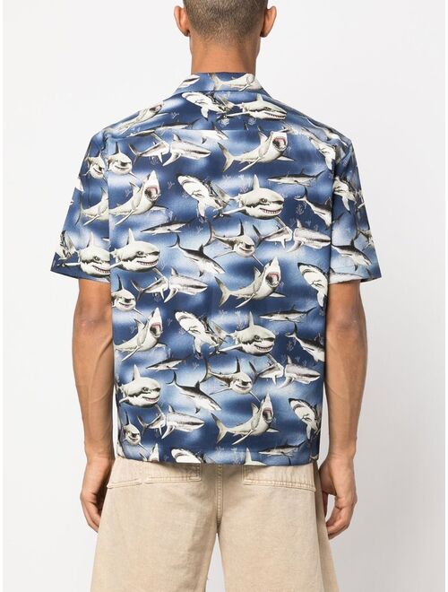 Palm Angels Sharks-print bowling shirt