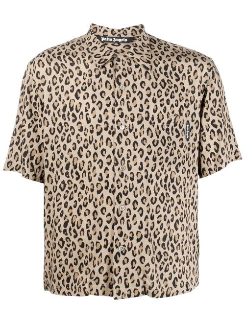 Palm Angels leopard-print short-sleeve shirt