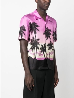 Palm Tree-print silk shirt