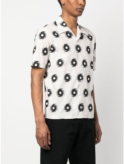 Hurricane-print cotton bowling shirt