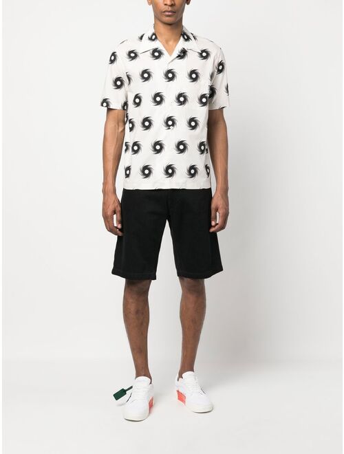 Palm Angels Hurricane-print cotton bowling shirt