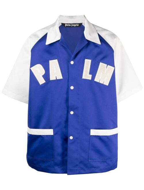 Palm Angels logo-embroidered bowling shirt