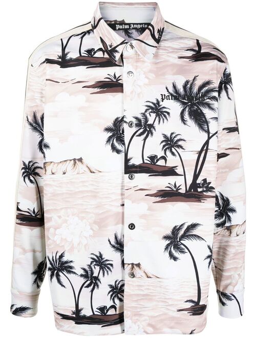 Palm Angels palm-print long-sleeved shirt