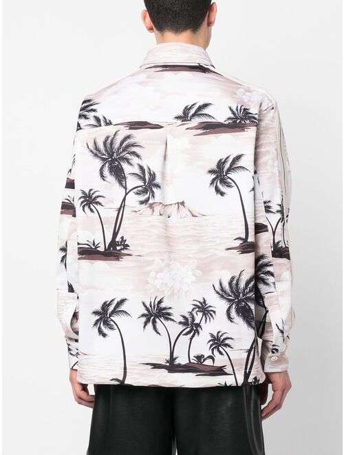 Palm Angels palm-print long-sleeved shirt