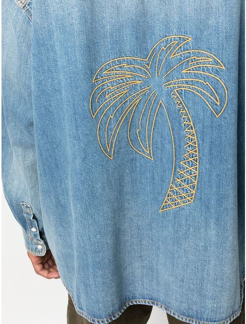 Palm Angels Palm Tree-embroidery denim shirt