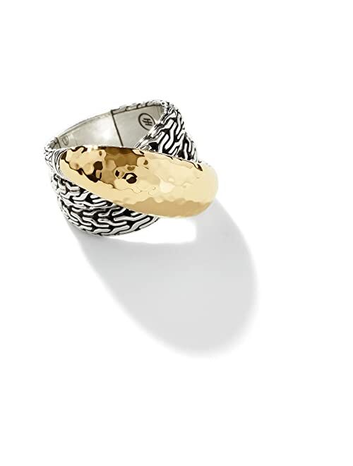 John Hardy WOMEN's Classic Chain Hammered 18K Gold and Silver Crossover Ring