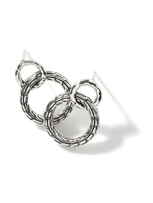John Hardy Classic Chain Hammered Silver Interlinking Earrings