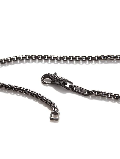 John Hardy MEN's Classic Chain Silver 2.7mm Box Chain Necklace with Satin Matte Black Rhodium