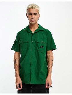 short sleeve shirt in dark green