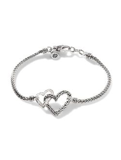 Classic Chain Manah Silver Diamond Pave (0.11ct) 2.5mm Mini Chain Bracelet with Lobster Clasp