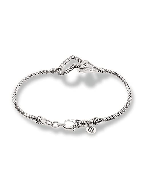 John Hardy Classic Chain Manah Silver Diamond Pave (0.11ct) 2.5mm Mini Chain Bracelet with Lobster Clasp