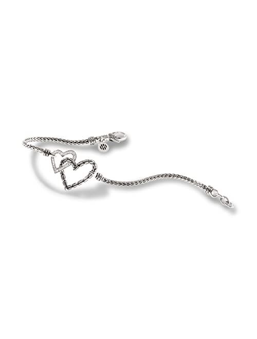 John Hardy Classic Chain Manah Silver Diamond Pave (0.11ct) 2.5mm Mini Chain Bracelet with Lobster Clasp