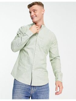 slim oxford shirt in green yarn dye