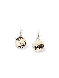 Women's Dot Hammered Gold & Silver Round Drop Earrings on French wire (Dia 16.5mm)