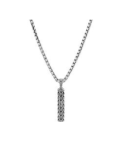 Classic Chain Silver Pendant on 2.7mm Box Chain Necklace, Size 24