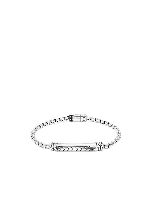 John Hardy Classic Chain Silver 3.7mm Box Chain Station Bracelet with Pusher Clasp, Size M