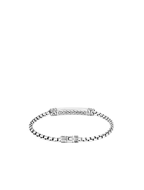 John Hardy Classic Chain Silver 3.7mm Box Chain Station Bracelet with Pusher Clasp, Size M