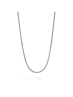 Classic Chain Silver 2mm Box Chain Necklace with Satin Matte Black Rhodium
