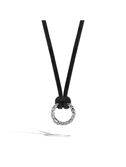 Classic Chain Silver Amulet Connector 2.5mm Black Leather Necklace