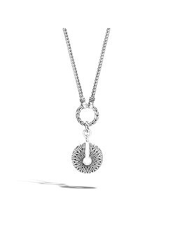 Classic Chain Silver Amulet Pendant on 2.5mm Mini Chain Necklace, Size 18