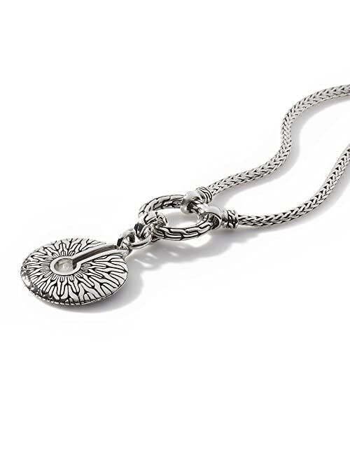 John Hardy Classic Chain Silver Amulet Pendant on 2.5mm Mini Chain Necklace, Size 18